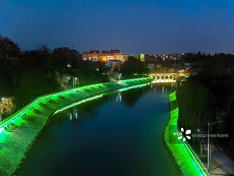 河南省郑州市荥阳市索河夜景图片素材