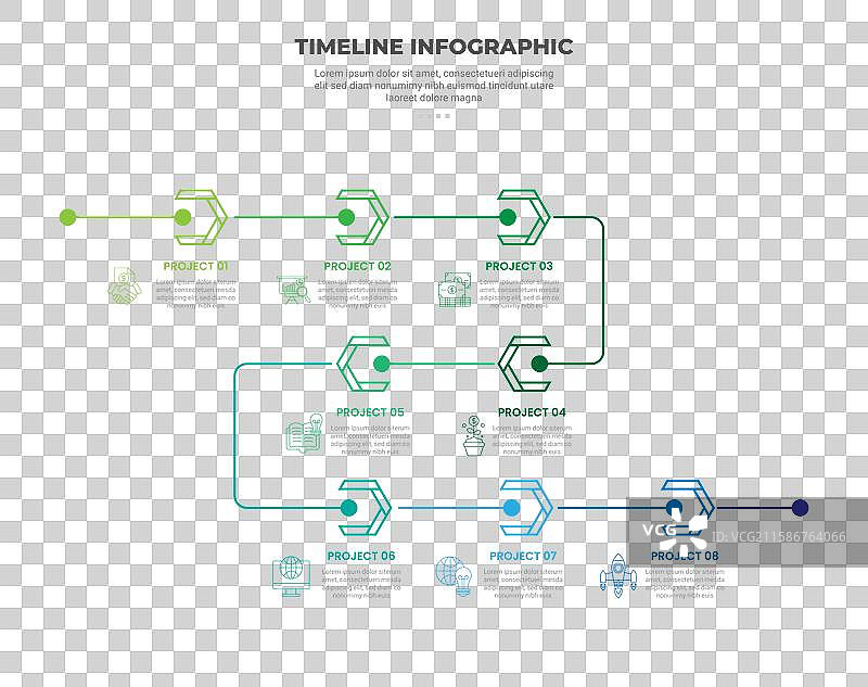 五点时间线信息图轮廓风格图片素材