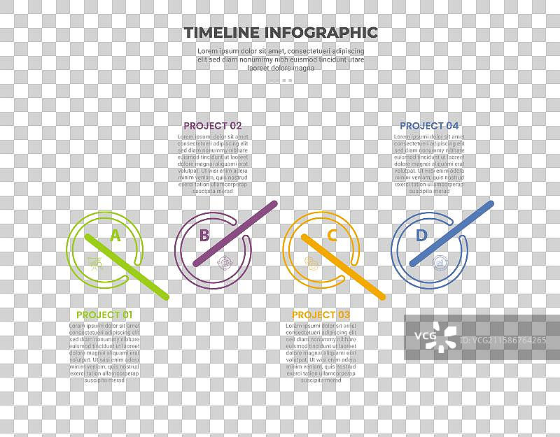 四个要点的时间线信息图轮廓风格图片素材