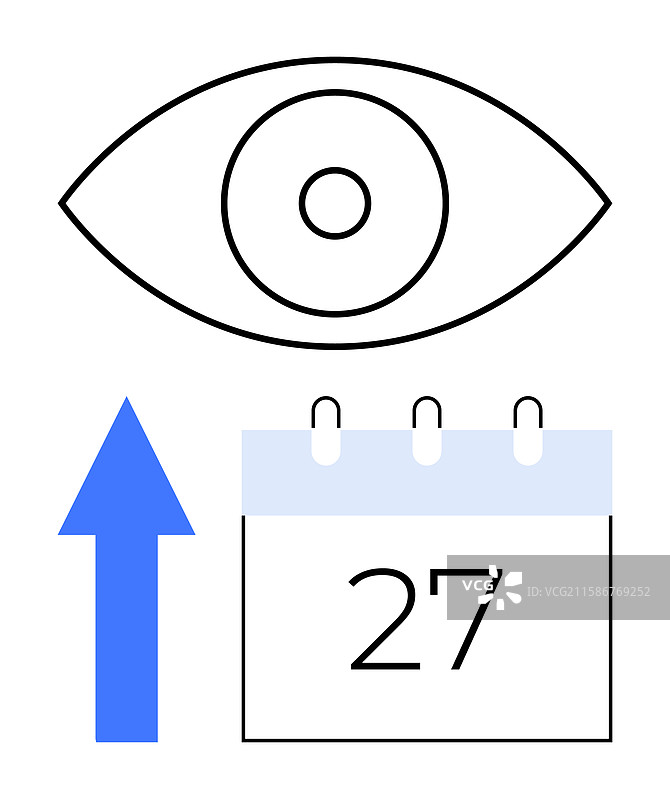 带箭头指示的眼睛监测日历图片素材