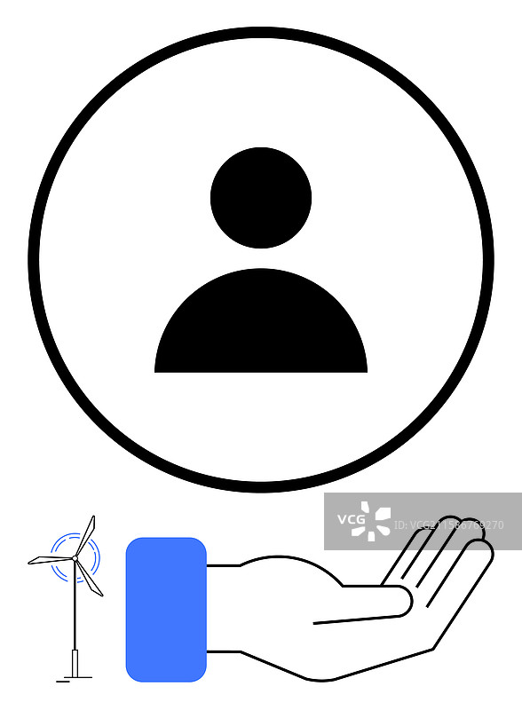 人形轮廓在圆圈内伸出的手图片素材