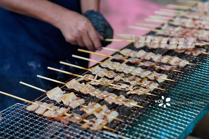 烧烤烤五花肉图片素材