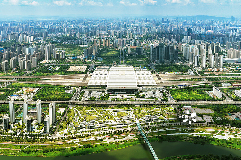 湖南省铁路交通枢纽长沙南站航拍图片素材