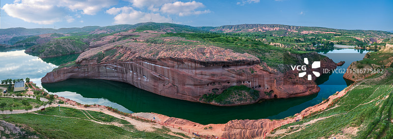 陕西榆林波浪谷丹霞地貌风景航拍图片素材