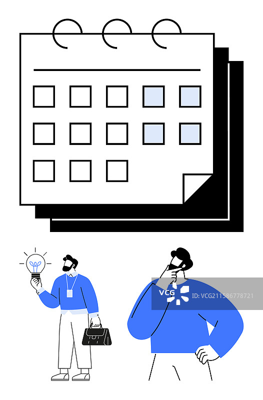 围绕日历的团队合作与创意生成图片素材