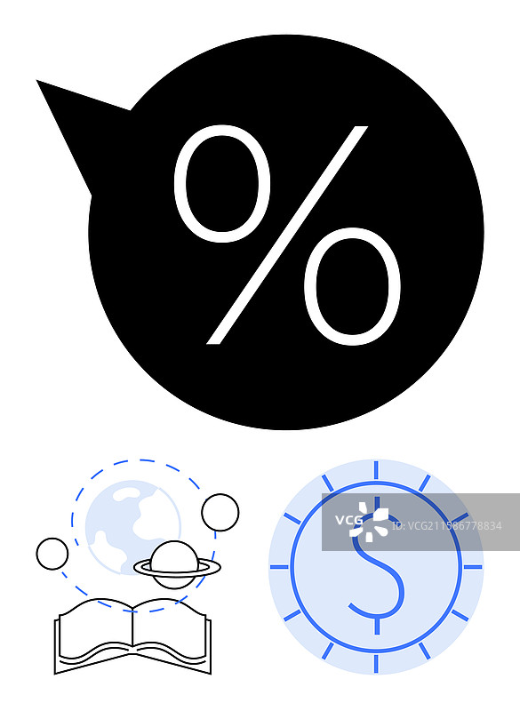 带有货币硬币和教育元素的百分比符号图片素材