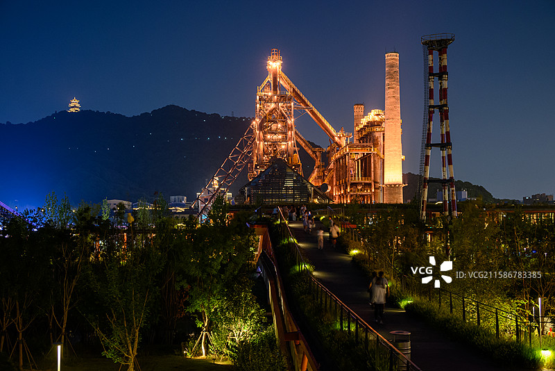 杭州大运河杭钢公园夜景图片素材
