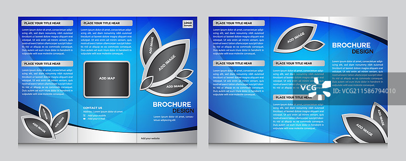 蓝白色三折宣传册模板图片素材