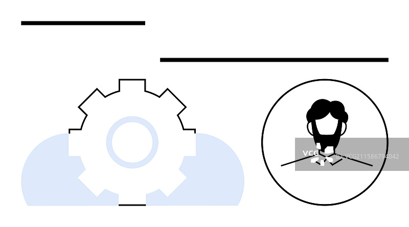 带有云和用户资料的技术齿轮图片素材