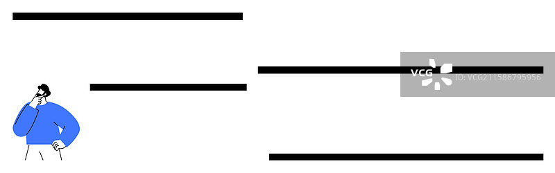 沉思的男人站在抽象线条旁边图片素材