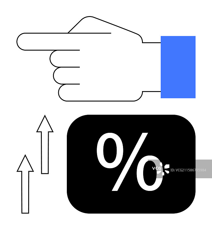 左手指向带有百分号的符号图片素材