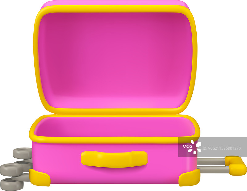 简单的粉色卡通打开的行李箱图片素材