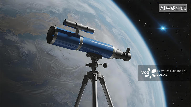 【AI数字艺术】太空中的望远镜观测地球图片素材