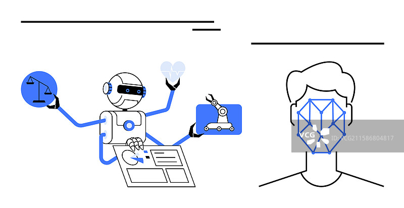 人工智能管理任务和面部识别图片素材