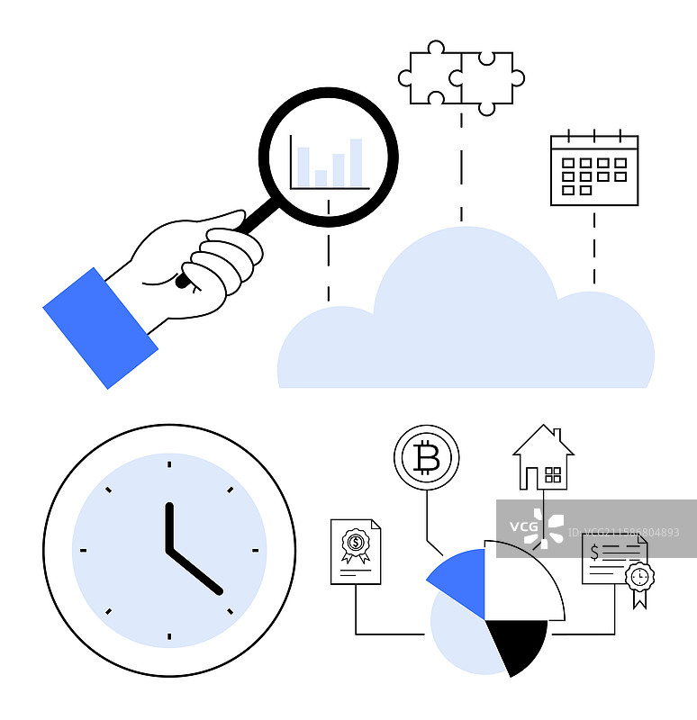 数据分析与云集成拼图图片素材