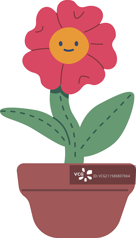 花盆里的毛绒玩具花图片素材