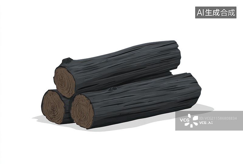 【AI数字艺术】白色背景上的深色木柴堆叠图片素材