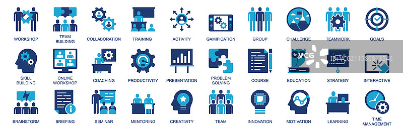 扁平双色实心图标的工作坊图标集图片素材