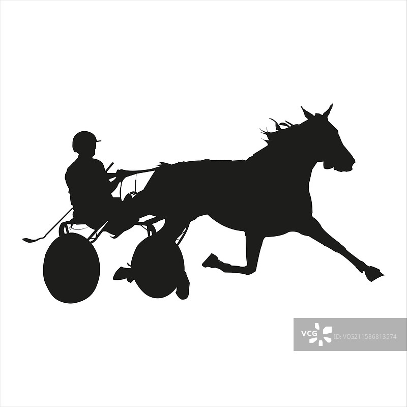 马匹与骑师的马车赛轮廓图片素材