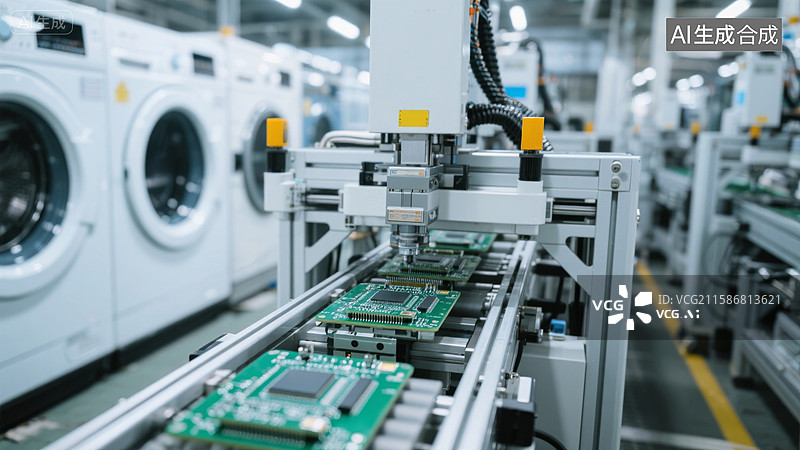 【AI数字艺术】洗衣机智能制造生产线图片素材