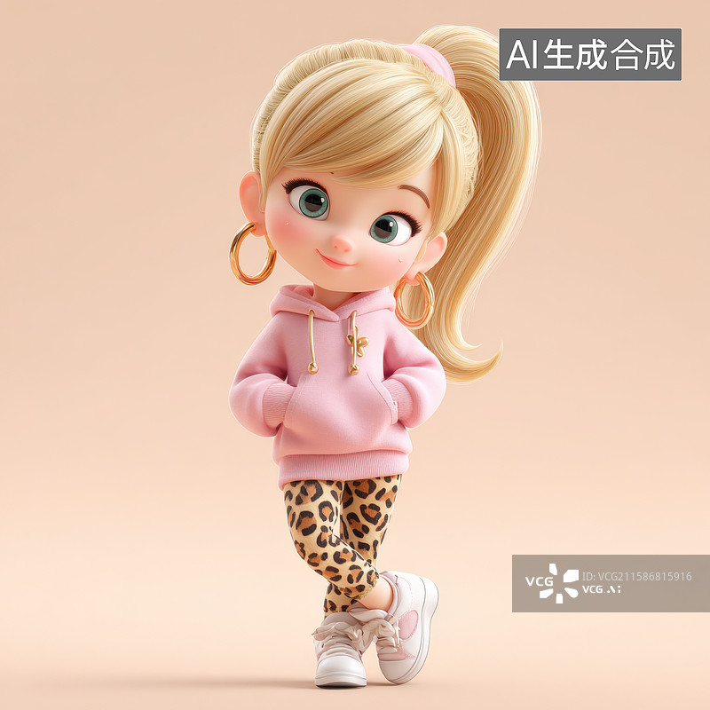 【AI数字艺术】卡通少女时尚穿搭图片素材