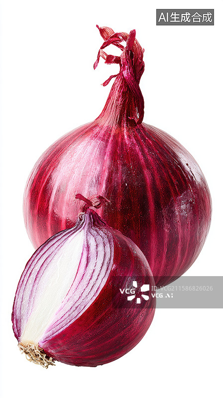 【AI数字艺术】红洋葱整体与切面展示图片素材