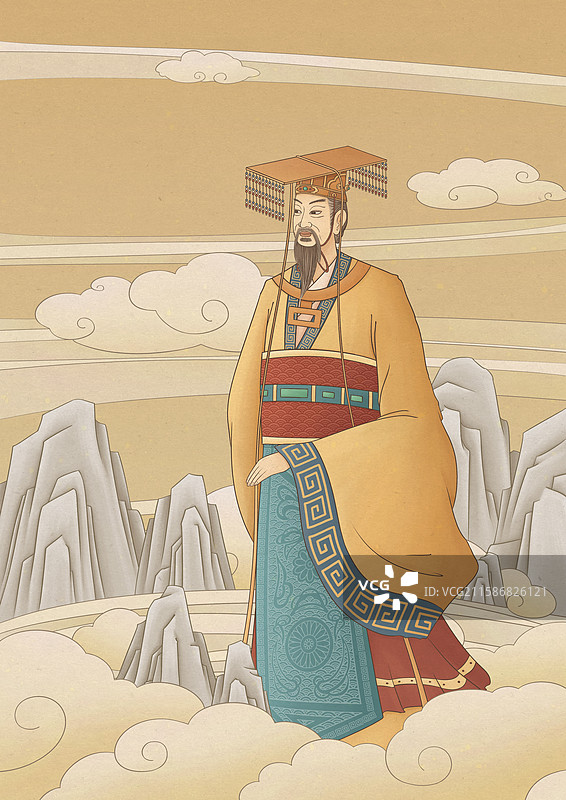 古风帝王形象插画图片素材