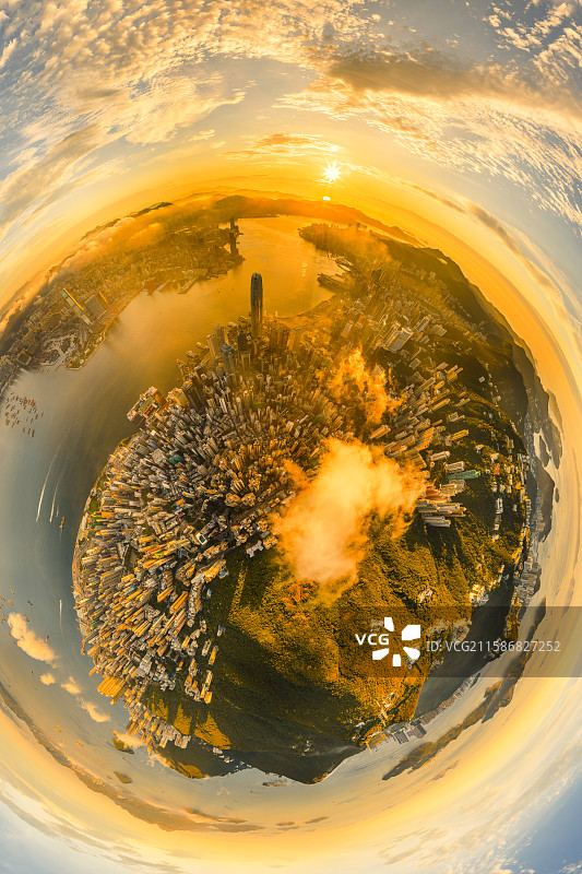 香港日出晨曦维多利亚港城市风光图片素材