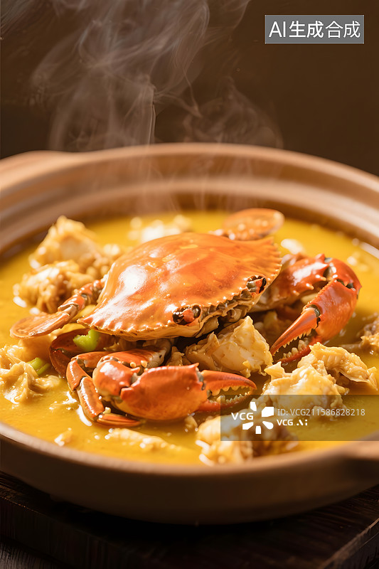 【AI数字艺术】美味的美食肉蟹煲特写图片素材
