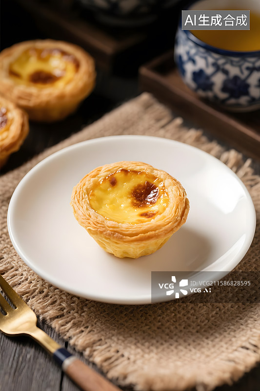 【AI数字艺术】香甜诱人的葡式蛋挞图片素材