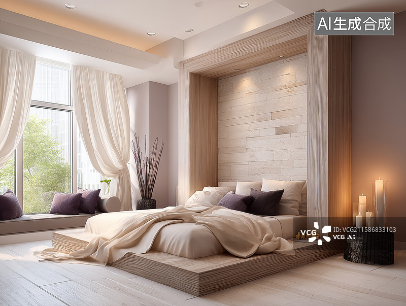 【AI数字艺术】现代简约卧室设计图片素材