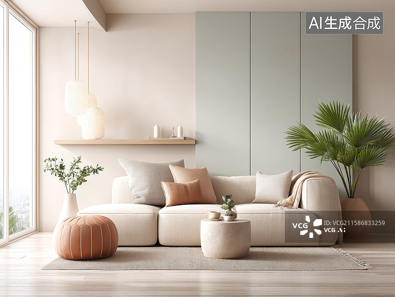 【AI数字艺术】现代简约客厅布置图片素材