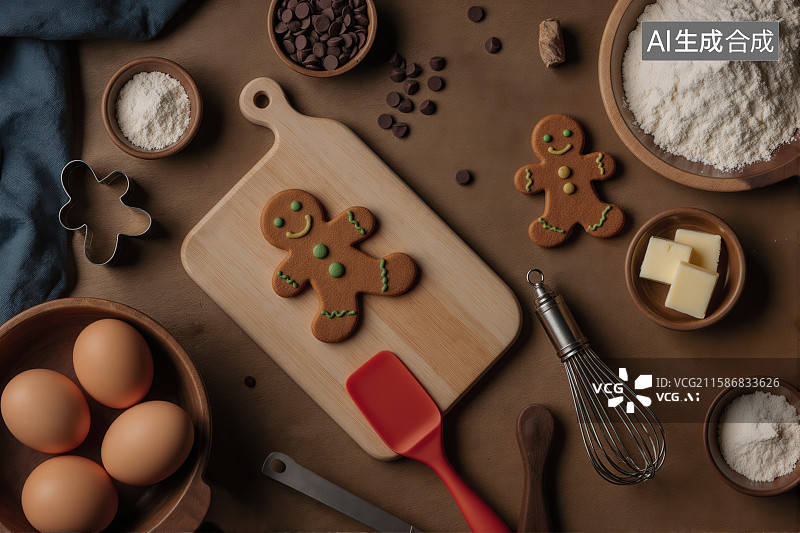 【AI数字艺术】制作姜饼人的烘焙场景图片素材