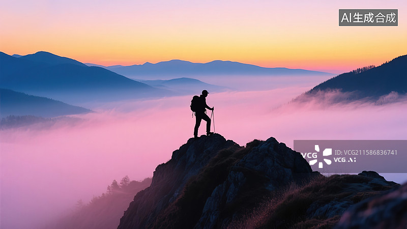 【AI数字艺术】云巅破晓图片素材