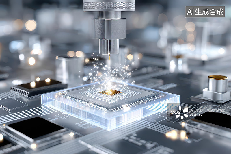 【AI数字艺术】机械臂操作芯片工业科技图图片素材
