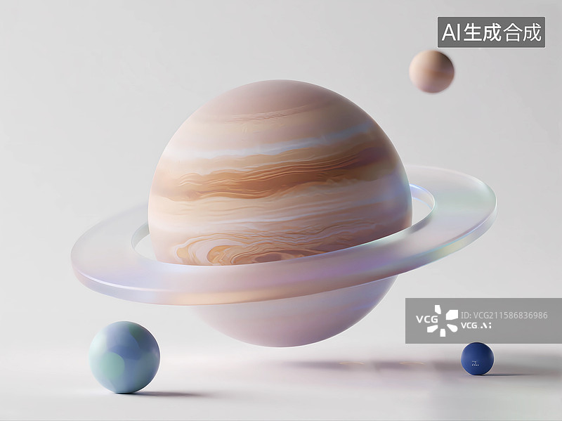 【AI数字艺术】土星光环3d星球宇宙球体图标图片素材