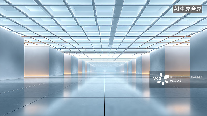 【AI数字艺术】汽车广告背景图——抽象极简未来主义建筑室内展览空间图片素材