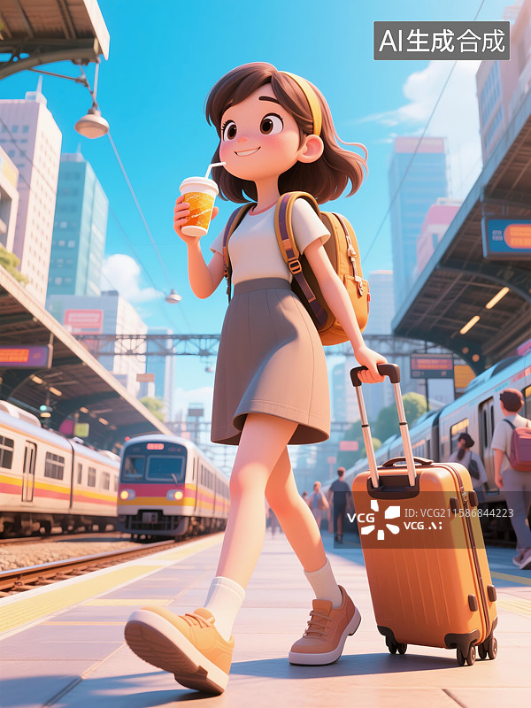 【AI数字艺术】旅行中的美女图片素材