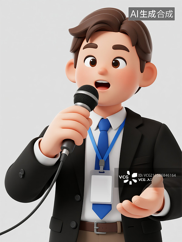 【AI数字艺术】记者节记者和摄影师媒体采访新闻时事卡通3D插画图片素材