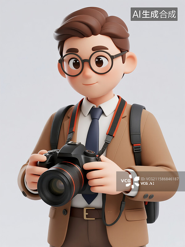 【AI数字艺术】记者节记者和摄影师媒体采访新闻时事卡通3D插画图片素材