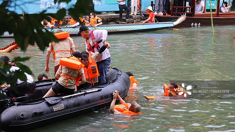 浙江杭州西溪湿地端午节龙舟赛图片素材
