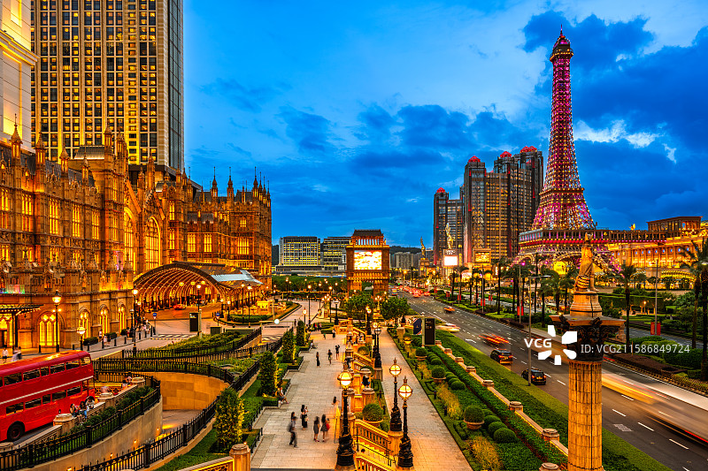 澳门金光大道夜景图片素材