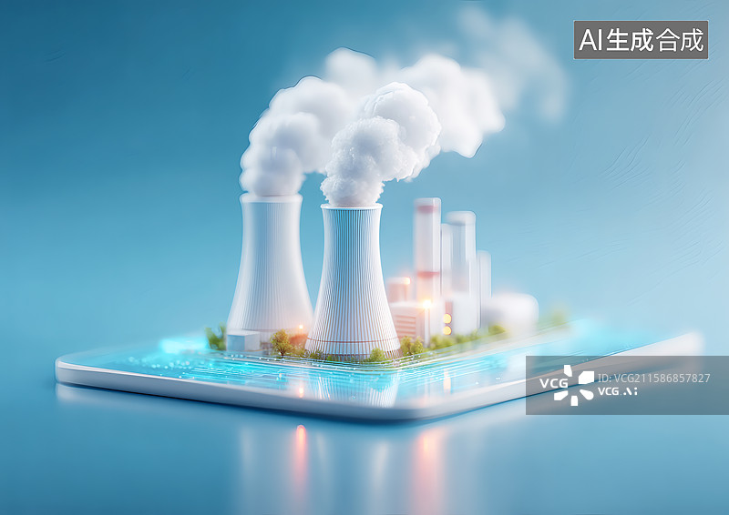 【AI数字艺术】有大烟囱的3D卡通厂房图片素材