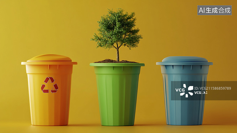 【AI数字艺术】垃圾分类与绿色未来图片素材