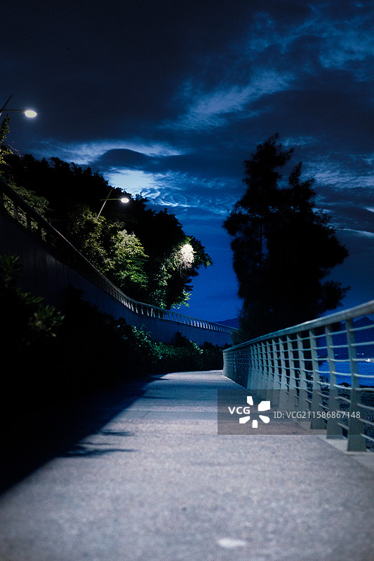 深圳 大鹏半岛国家地质公园 夜晚 海滨栈道图片素材