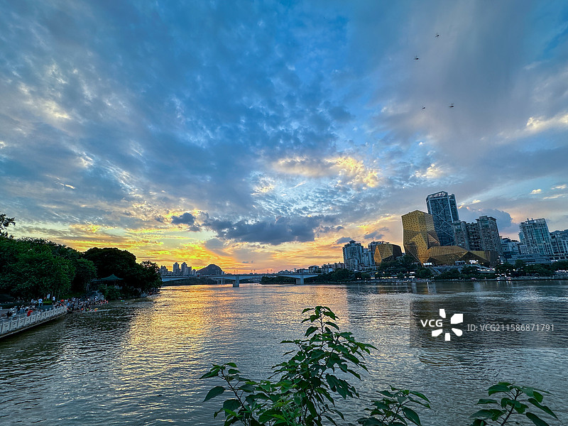 柳江河晚霞图片素材