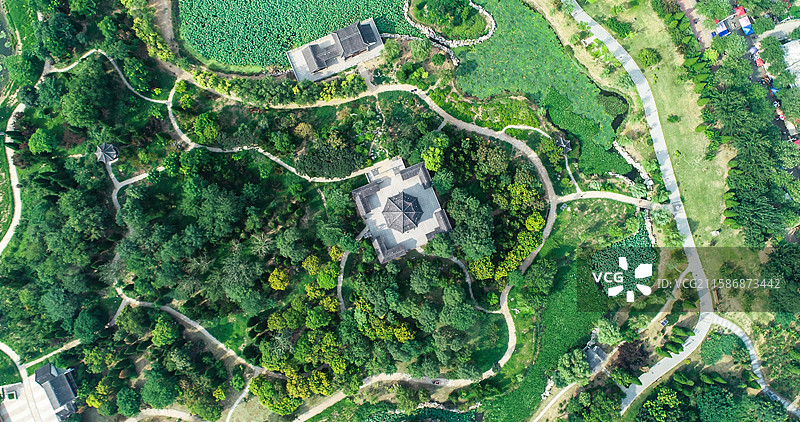 航拍河北河间瀛海公园图片素材