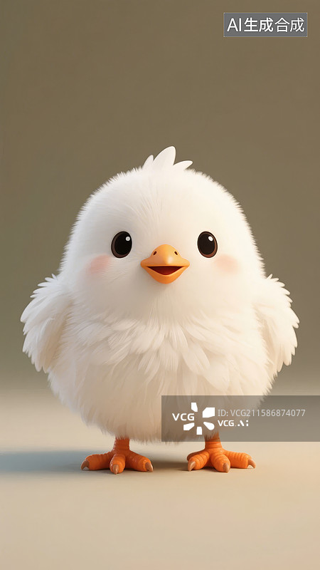【AI数字艺术】可爱的小白鸡站立姿态图片素材