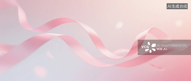 【AI数字艺术】粉色丝带在柔和光线中飘动图片素材