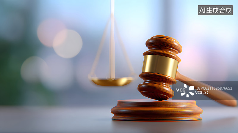 【AI数字艺术】法槌与天平象征公正司法场景图片素材